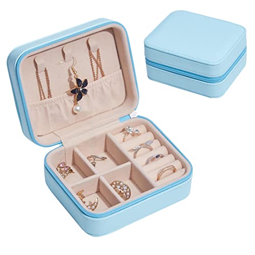 NuAngela Schmuckkästchen Klein,Kleine Reise Schmuckschatulle, Schöner Schmuckkoffer, PU Leder Mini Aufbewahrungsbox, Damen Halskette Ohrringe Ring Accessoires Schmuckschatulle Jewelry Box von NuAngela