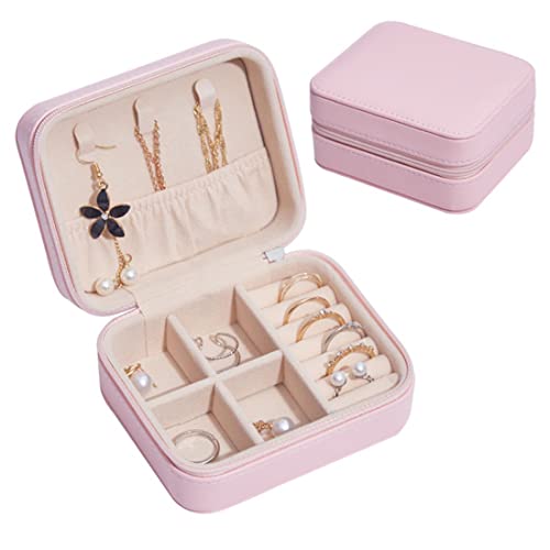 NuAngela Schmuckkästchen Klein,Kleine Reise Schmuckschatulle, Schöner Schmuckkoffer, PU Leder Mini Aufbewahrungsbox, Damen Halskette Ohrringe Ring Accessoires Schmuckschatulle Jewelry Box von NuAngela