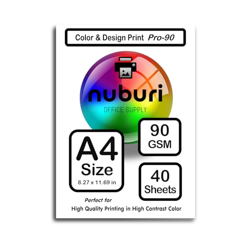 Nuburi Druckerpapier, A4-Größe, hochweiß, blickdicht, Profi-Qualität, 90 g/m², 40 Blatt von Nuburi Office Supply