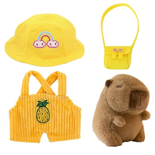 Nudorpn Capybara Plüsch Plüschtier Capybara Kuscheltier, Dress Up Capybara Plushies Puppe, Stofftier Wohndekoration Mit Kleidung Und Accessoires von Nudorpn