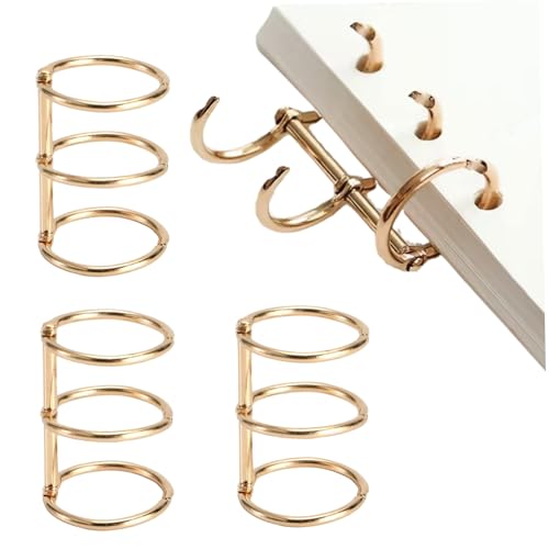 3pcs Bindemittelringe, 1,6-Zoll-3-Ring-Bindungsringe, goldene Metallbuchringe, Ersatzmetallringe für Karteikarten, Loseblatt, Papierbindungsbindemittel Ringe von Nuelreva