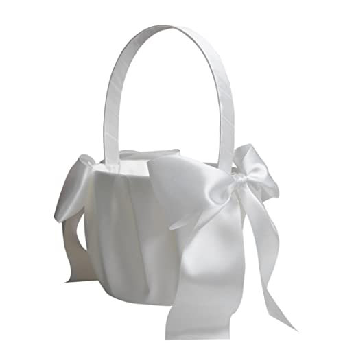 Blumenmädchenkorb für Hochzeit weißer Ringträger mit Bow Party Dekor 13 * 13 * 22 cm Original von Nuelreva