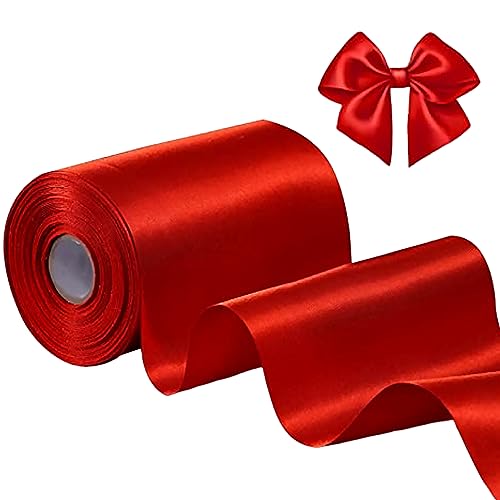 Breites Band 4 Zoll x 22 yd Hochzeitsauto -Ribbon Cuttable dicke doppelseitige Bänder zum Handwerk für Zeremonie Bogen Hochzeitsstühle Festzug Flügel Redcrafting von Nuelreva