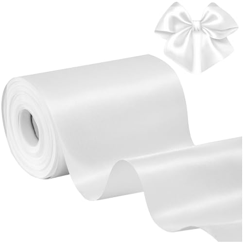 Breites Band 4 Zoll x 22 yd Hochzeitsauto -Ribbon Cuttable dicke doppelseitige Bänder zum Handwerk für Zeremonie Bogen Hochzeitsstühle Festzug Flügel weiß rot von Nuelreva