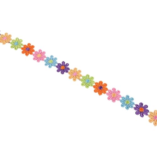 Daisy Blumenspitzenverkleidung Ribbon 15 Meter Regenbogen farbenfrohe Nähen handwerk Spitze gestickt Applique Vintage -Kanten -Zutaten Stoff für DIY -Nähen von Nuelreva