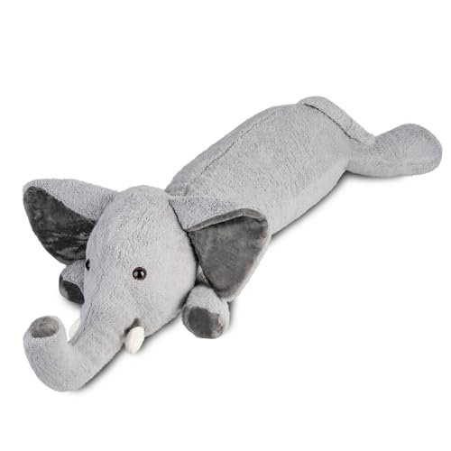 Nuffeldöns Seitenschläferkissen Elefant für Kinder, Kuschelkissen, Kuscheltier XXL Plüschtier, Stofftier, Schmusekissen, Grau 100cm von Nuffeldöns