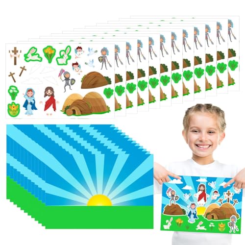 Easter Jesus Stickers, Easter Scene Stickers, Make Your Own Easter Jesus Scene Sticker, 12x Easter Scene Stickers, Interactive Bible Games And Activities For Easter Celebrations And Indoor Fun von Nuhjytgf