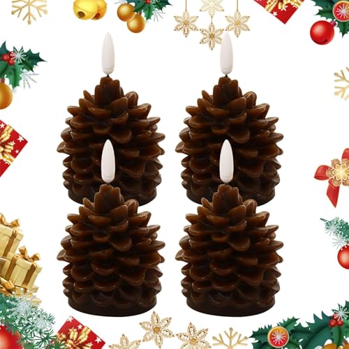 Flameless Pinecone Led Candles, Christmas Candles Led, Set Of 4 Christmas Decorative Lanterns, Simulated Fake Pinecone Lights, Fall And Holiday Home Table Decoration With Led Lights For Christmas von Nuhjytgf