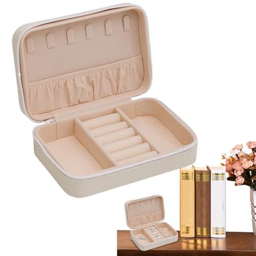 Nuhjytgf Reise-Schmuck-Organizer-Box, große Kapazität, Aufbewahrungsbox für Ohrringe und Halsketten, vielseitig einsetzbar, Reise-Schmuckschatulle für Ringe, Halsketten und kleines Schmuckzubehör von Nuhjytgf