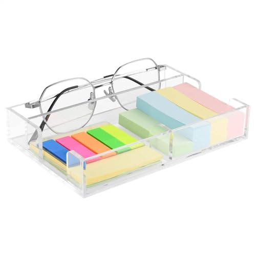 Transparent Acrylic Sticky Note Holder, Acrylic Note Holder, Memo Holder With Notepad Dispenser And Glasses Organization, Practical And Modern Note Holder Desk Organizer For Dorm Room & Home Desk von Nuhjytgf