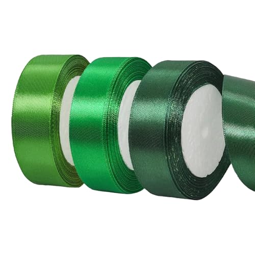 Nujvnuj 3Pcs Frische Grüne Serie Verpackungsband 2.5cm*22m Schleife Machen Blume Verpackung Band Polyester Band Hochzeitstorte Band Urlaub Party Hochzeit Dekoration Seide von Nujvnuj