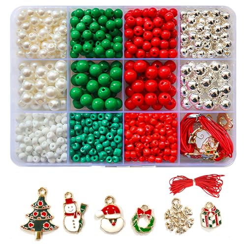 Weihnachts-Freundschaftsarmband-Set, Weihnachtsschmuckherstellung, Perlen, Perlen, Weihnachtsarmband, Charms, Basteln, für Geschenke, Partygeschenke von Nuloofen