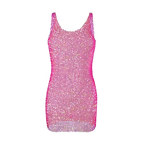 Nupaque Mesh-Paillettenkleid - Transparentes Mesh-Strass- -Up-Kleid | Sexy Damen-Kleid mit Pailletten, durchsichtigem Netzstoff, für Cocktailpartys von Nupaque