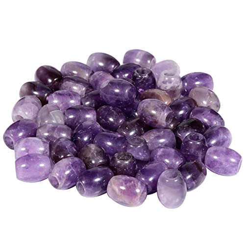 Nupuyai 4.5mm Amethyst Kristall Stein Perlen Großes Loch Oval Form Lose Perlen für Armband Halskette Schmuckherstellung, Pack von 18 von Nupuyai