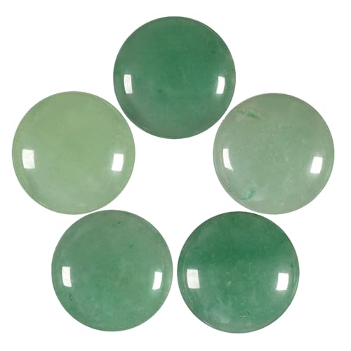 Nupuyai 5 Stück 16mm Grüner Aventurin Cabochons Edelsteine, runder Kristall Cabochon Steine Flatback Heilstein DIY Schmuck Perlen für Anhänger, Schmuckherstellung, Handwerk Deko von Nupuyai