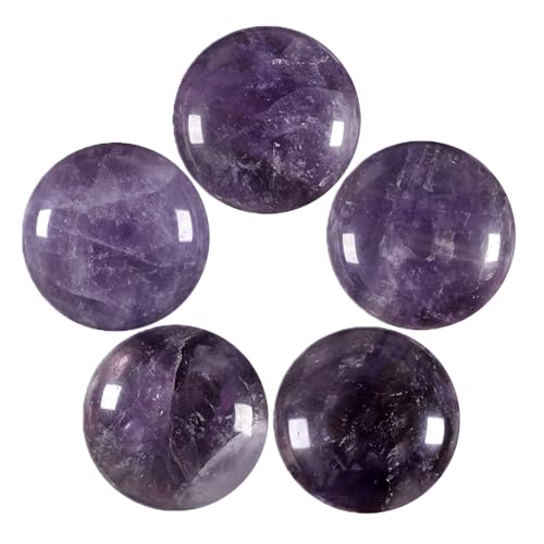 Nupuyai 5 Stück 22mm Amethyst Cabochons Edelsteine, runder Kristall Cabochon Steine Flatback Heilstein DIY Schmuck Perlen für Anhänger, Schmuckherstellung, Handwerk Deko von Nupuyai