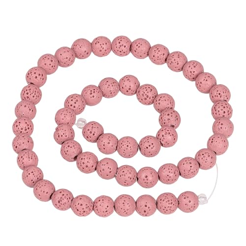 Nupuyai 8 mm Kristall Lavastein Perlen mit Loch, Rosa Runde Edelsteinperlen zum Auffädeln, Heilstein Schmuckperlen für Schmuckherstellung, DIY (35cm Strang) von Nupuyai