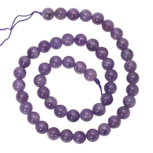 Nupuyai 8mm Amethyst Perlen mit Loch, runde Edelstein Perlen Strang, lose Kristall DIY Schmuck Perlen zum Auffädeln für Armband, Halskette, Heilstein Schmuckherstellung von Nupuyai