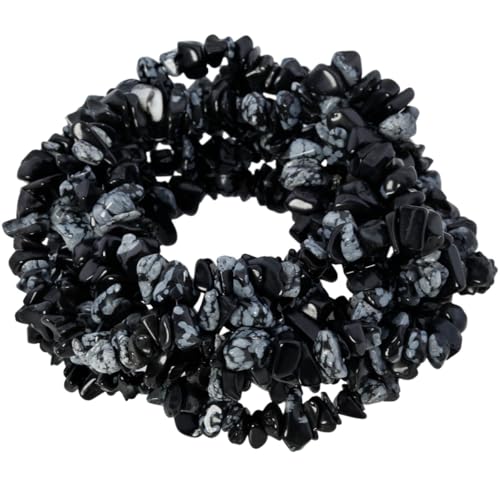 Nupuyai Schneeflocke Obsidian Stein Perlen zum Auffädeln, 5mm lose Edelstein Perlen Chips Strang unregelmäßig Kristall Heilstein Schmuck Perlen für Armbänder Schmuckherstellung von Nupuyai