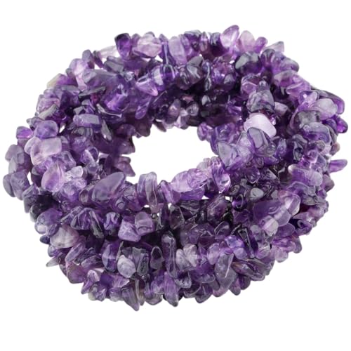 Nupuyai Amethyst Stein Perlen zum Auffädeln, 5mm lose Edelstein Perlen Chips Strang unregelmäßig Kristall Heilstein Schmuck Perlen für Armbänder Schmuckherstellung von Nupuyai