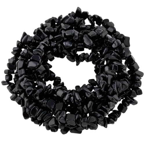 Nupuyai Obsidian Stein Perlen zum Auffädeln, 5mm lose Edelstein Perlen Chips Strang unregelmäßig Kristall Heilstein Schmuck Perlen für Armbänder Schmuckherstellung von Nupuyai