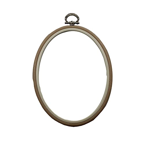 Nurge Kreuzstich-Stickrahmen, oval, 14,5 cm x 19 cm, Sand von Nurge