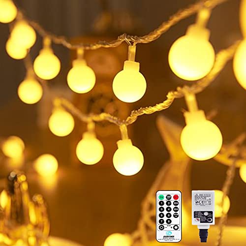 Led Lichterkette, 25M 200 LED Kugel Partybeleuchtung Strom, Globe Lichterkette Mit Timer, MerkFunktion, Fernbedienung, Ideale Lichterkette Mit Stecker für Innen, Hochzeit, Außen Warmweiß von Nurkoo