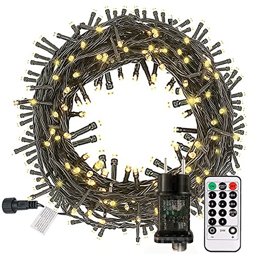 Led Lichterkette Strom 15M 100 mit Fernbedienung Timer Merkfunktion Steckdose IP65 Wasserdicht für Innen und Außen,Niederspannung, Warmweiß für Party, Weihnachten, Garten von Nurkoo