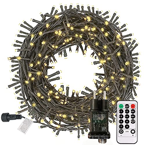 Lichterkette Strom 25M 200 LED mit Fernbedienung Timer Merkfunktion Steckdose IP65 Wasserdicht für Innen und Außen,Niederspannung, Warmweiß für Party, Weihnachten, Garten von Nurkoo