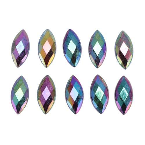 Blauter 500pcs Harz - -Set | Pferdesaugenform Flatback Edelsteine ​​| 7x15mm Hellschwarz ab Finish | Für Schmuck, Kleidung & Basteldekoration | Funkeln und Leicht zu Bewerben von Nurnesy