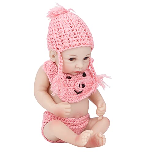 Nurnesy 10 Zoll Neugeborene Wiedergeborene Babypuppe, Lebensechtes Silikon-Babypuppenspielzeug mit Gestrickter Lippenkleidung, für über 3 Jahre, Schaffen Sie eine Fantasievolle Welt für von Nurnesy