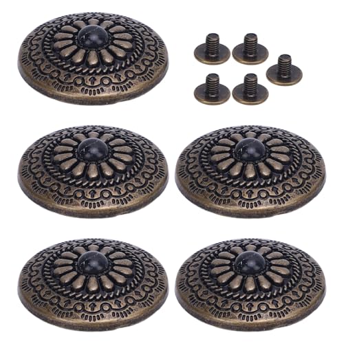 Nurnesy 5 Sets von 30 Mm Runden Antiken Bronze- und Schwarzen Türkisfarbenen Conchos mit 4,5 Mm Schrauben - Ideal für Lederhandwerksprojekte von Nurnesy