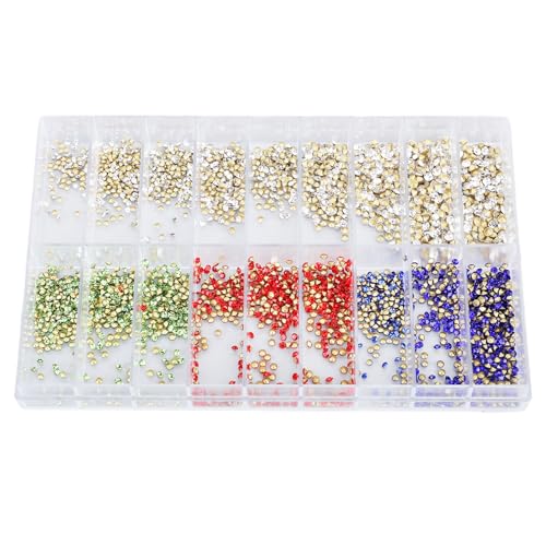 Nurnesy Buntes Strass-Set Zum Basteln – 1 Box mit 18 Gittern Zum Basteln von Schmuck, Kleidung, Handyhüllen, Dekoration von Nurnesy