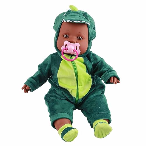 Nurnesy Simulierte Babypuppe, Süße Babypuppe mit Einteiligem Dinosaurier-Pyjama, 16-Zoll-Puppe für, Weicher Kopf, Arme und Beine, Waschbare Kleidung, Kultivieren Fantasie und Kreativität von Nurnesy