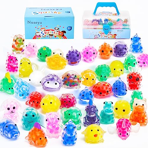 Nuseya 42 STK. Squishy Fidget Toys Mochis Squishy Kawaii Spielzeug für Kinder Squeeze Balls Anti Stress Spielzeug für Mitgebsel Kindergeburtstag Geschenke für Kinder mit Box Keine Duplikate Tiere von Nuseya