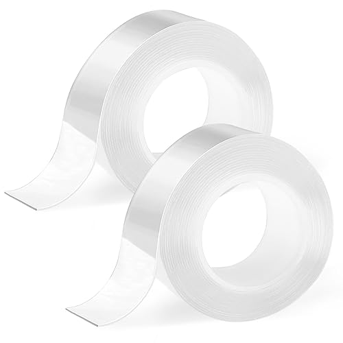 Nutabevr 2 Rollen Doppelseitiges Klebeband Extra Stark,6m Multifunktionales Transparent Nano Double Sided Tape,Nanoband Spurloses Waschbares Klebeband, für Büro,Teppich,Küche,Auto von Nutabevr