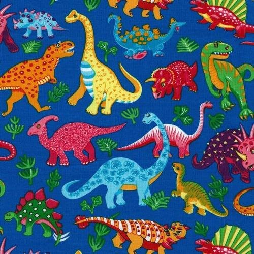 Fat Quarter Quiltstoff, Dinosaurier-Tanz, Baumwolle, 50 x 55 cm, Nutex von Nutex