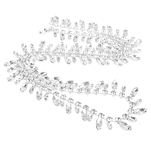 Nutriess 1 Yard Strasskette, Schmuck-Bastelkette, glitzernde Bastelkettenbesatz, silberne Strasskette für Hochzeitstorte, Blumenstrauß, individuelle Krokodile, Tassen, (Weiß) von NutriEss