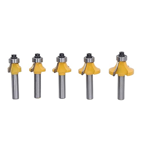 Nutriess 5 Stcs rund um Router Bit 8mm Schaftkarbide -Eck -Rundung Holzbearbeitungsschneider für Holzbearbeitung von NutriEss