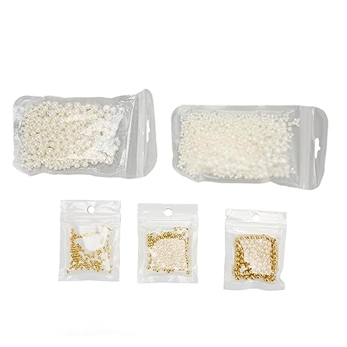 Nutriess 5 Packungen goldene Perlen-Abstandsperlen, glatte, helle Armbandperlen für Schmuck, Handwerk, Selbsthilfeprojekte und Zubehör von Nutriess