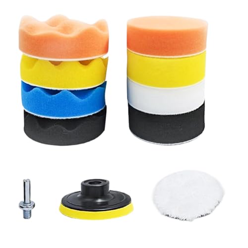 Nuyhadds Auto-Polierpads,Bohrer-Polierpad, Polierpads mit Bohradapter, Auto-Detaillierungsset, Polierpad-Set aus Schwamm und Wolle zum Polieren und Wachsen von Autos von Nuyhadds