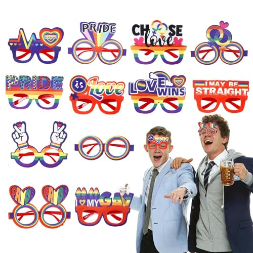 Nuyhadds Gay Pride Paper Brille, Regenbogen -Stolzbrille, Gay Regenbogenbrille, 12x tragbares Kostüm Brillen für die Kommen von Paraden liefert Dekorationszubehör von Nuyhadds