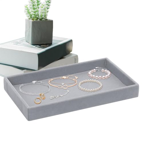 Nuyhadds Samt-Schmucktablett | Schmuck-Aufbewahrungsbox | Schmuck-Display-Tablett für Ringe, Ohrringe, Halsketten, Anhänger, Armbänder von Nuyhadds