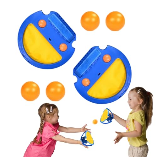 Nuyhadds Schläger-Taschenballspiel, Wurf- und Fangball-Set,Schlägertaschen-Outdoor-Fangspielzeug mit 4 Bällen - Eltern-Kind-Spiel für Outdoor-Yard-Spiele, Strand-Pool-Spielzeug von Nuyhadds