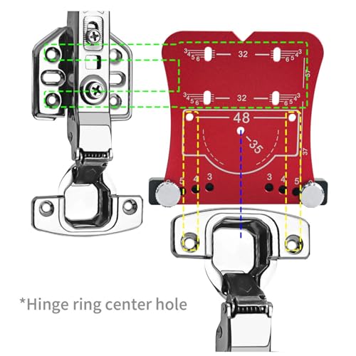 Scharnierlochlehren-Bohrführungsset – Bohrlehre Für Metallregalstifte, 35-mm-Montagewerkzeug Für Küchenschranktürscharniere Mit Bohrer | Schrankscharnierwerkzeug Aus Aluminiumlegierung Für Zimmermanns von Nuyhadds