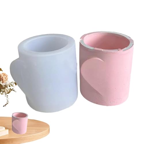 Stifthalterform Für Epoxidharz - Kerzenbecherform, Stifthalter Harzform | Liebe Herz Kerze Tasse Flexible Blumenpot Form Candle Form Wiederverwendbar von Nuyhadds