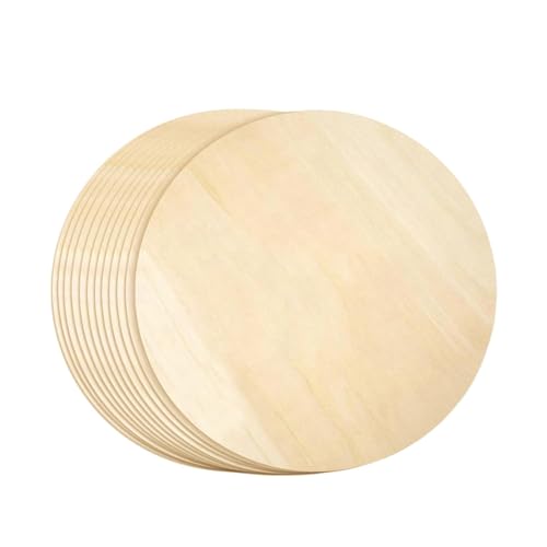 12-Zoll-Holzrundscheiben | Untersetzerrohlinge aus Holz | 12-teiliges Holzscheiben-Set, Bastelbedarf, runde Holzscheiben mit hochwertigem Holzmaterial für Heimdekorationen, Bastelbedarf von Nuyhgtr