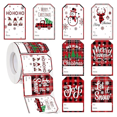 500X Name Tags, Christmas Packing Tags, Self-Adhesive Christmas Labels, Waterproof Christmas Tags, Multifunctional Packing Labels with 500X Decorative Name Tags for Boxes and Presents von Nuyhgtr