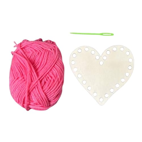 Crochet Basket Bottom, Craft Weaving Heart Shaped Wooden Basket Set, Valentine's Day Wooden Crafts Set, Cotton Thread and Needle Set, Valentine's Day Basket for Valentine's Day, Mother's Day Decor von Nuyhgtr