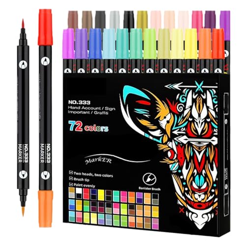 Nuyhgtr Acryl-Marker-Set, 36 Doppelkopf-Farbstifte, 72 kräftige Farben, feine und Pinselspitzen, vielseitiges Bastelwerkzeug, ideal für Leinwand, Stoff, Holz, Stein, Glas, Keramik, Studio Nuyhgtr Acryl-Marker-Set, 36 Doppelkopf-Farbstifte, 72 kräftige Farben, feine und Pinselspitzen, vielseitiges Bastelwerkzeug, ideal für Leinwand, Stoff, Holz, Stein, Glas, Keramik, Studio von Nuyhgtr